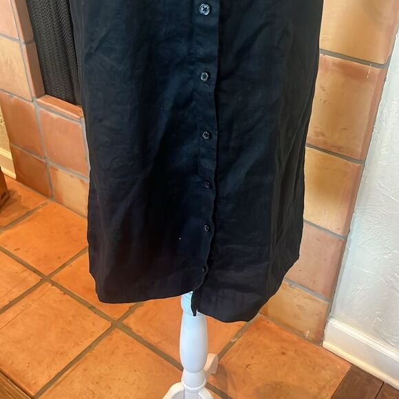 Garnet Hill Black Classic Linen Shirtdress, size 12 - Picture 3 of 9